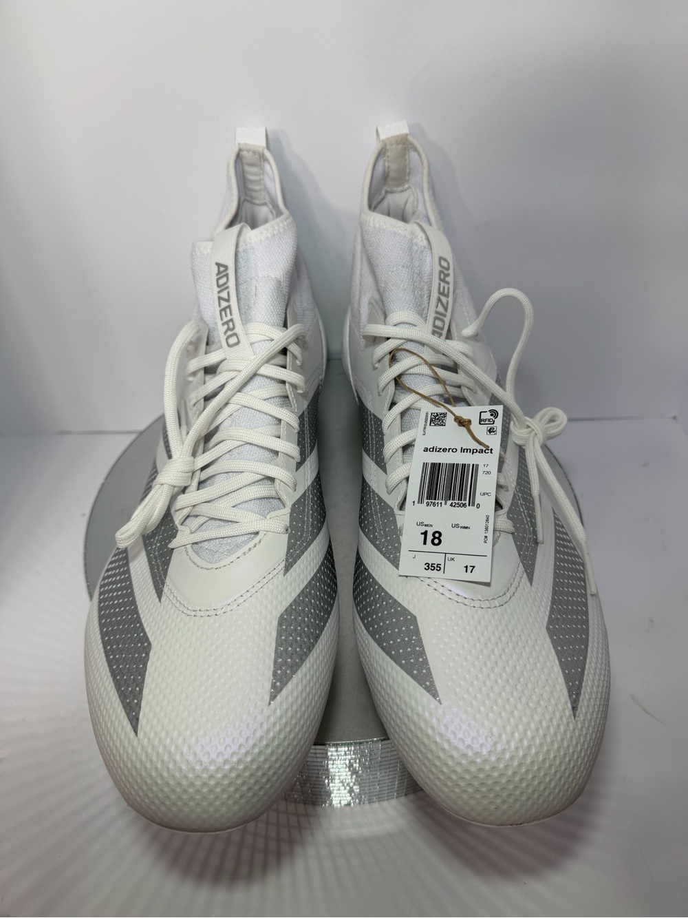 adidas Adizero Impact White and Gray Men's Athletic Cleats size 18 NWT